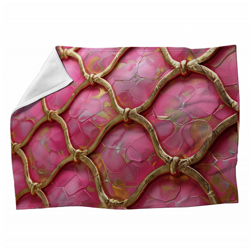 Chainlink Texture Visual Machine Printed Throw Blanket, Queen