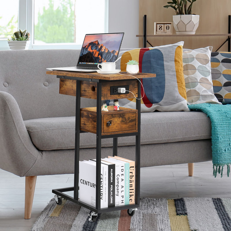 End Table with Storage and Built-In Outlets